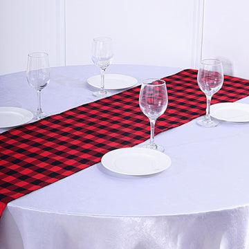 Black/Red Checkered Table Runner: Versatile and Fun Table Decor