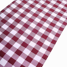 Buffalo Plaid Gingham Polyester Table Runner in Checkered Burgundy and White