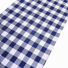 Buffalo Plaid Gingham Polyester Table Runner in Checkered Navy Blue and White
