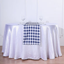 Gingham Polyester Checkered Buffalo Plaid Table Runner in Navy Blue and White