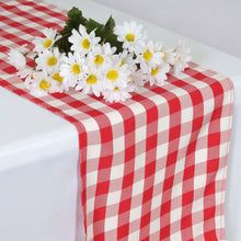 Red & White Gingham Polyester Checkered Table Runner Buffalo Plaid 12 Inch x 108 Inch