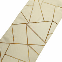Beige Table Runner With Foil Pattern 9 Feet In Gold 