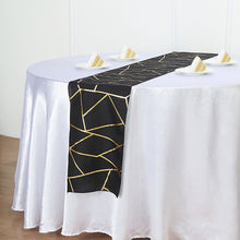 Gold Foil Geometric Pattern Table Runner 9 Feet in Black Color