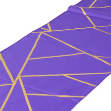 Gold Foil Geometric Table Runner In Purple