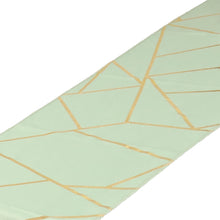 Gold Foil Geometric Table Runner In Sage Green