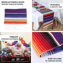 Mexican Serape Table Runner 14 Inch x 108 Inch with Tassels