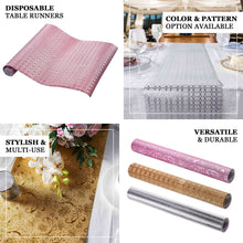 9Ft Rose Gold Glamorous Diamond Print Table Runner, Disposable Paper Table Runner - Blush
