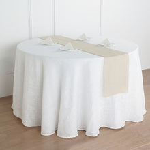 Beige 12 Inch x 108 Inch Slubby Textured Wrinkle Resistant Linen Table Runner