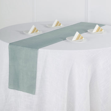 Elevate Your Tablescapes with the Dusty Blue Linen Table Runner