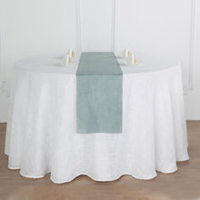 Wrinkle Resistant Dusty Blue Linen Table Runner 12 Inch x 108 Inch Slubby Textured