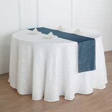 Blue Linen Slubby Textured Wrinkle Resistant Table Runner 12 Inch x 108 Inch