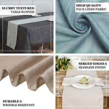 Beige Wrinkle Resistant Linen Table Runner 12 Inch x 108 Inch Slubby Textured