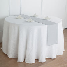 Silver Linen Slubby Textured Wrinkle Resistant Table Runner 12 Inch x 108 Inch