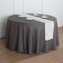 White 12 Inch x 108 Inch Slubby Textured Wrinkle Resistant Linen Table Runner