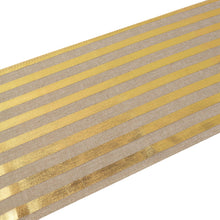 12 Inch By 108 Inch Table Runner Faux Burlap With Gold Stripes And Taupe Color
