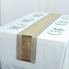 12x108 Inch Faux Jute Linen Style Table Runner In Taupe And Gold