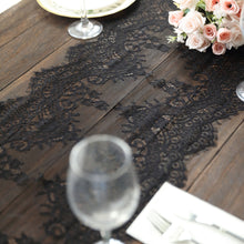 15x117 Inches Black Lace Table Runner Vintage Classic With Scalloped Frill Edges