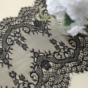 Enhance Any Occasion with Our Black Premium Lace Fabric Table Runner