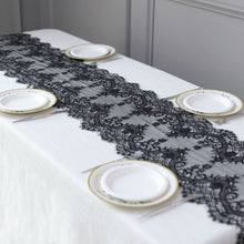 Vintage Classic Lace Table Runner 15x117 Inches Black With Scalloped Frill Edges