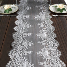 White Floral Lace Table Runner With Scalloped Frill Edges 15 Inch By 117 Inch