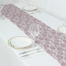 12 Inch X 108 Inch Violet Amethyst Floral Lace Table Runner