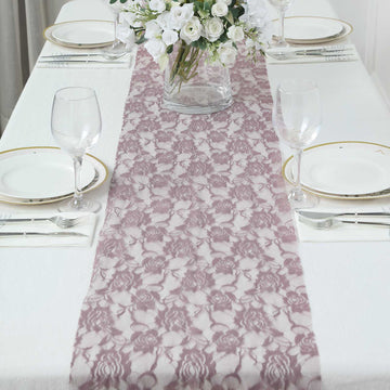 Add Elegance to Your Table with the Violet Amethyst Floral Lace Table Runner