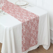 Dusty Rose Table Runner With Floral Lace Design - 12 Inch X 108 Inch 