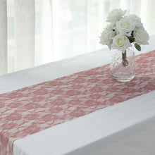 12 Inch X 108 Inch - Dusty Rose Floral Lace Design Table Runner 