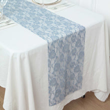 Dusty Blue Rose Lace Tablecloth 12 Inch x 108 Inch