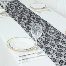 Rose Flower Lace Table Runner In Black 12 Inch x 108 Inch