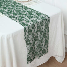 Hunter Green Lace Table Runner 12 Inch x 108 Inch In Floral Design