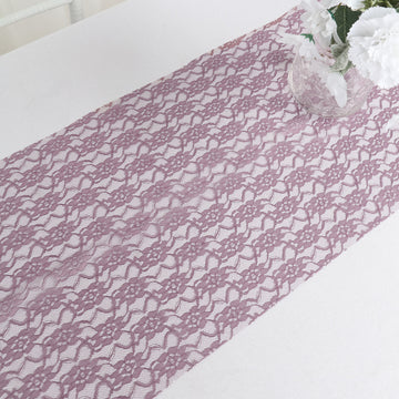 Create a Dreamy Wedding Table with the Violet Amethyst Floral Lace Table Runner