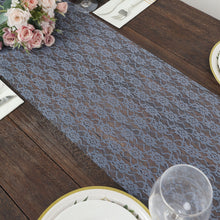 Dusty Blue Floral Lace Table Runner 12 Inch x 108 Inch