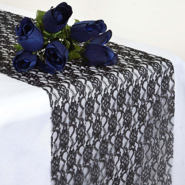 Create a Luxurious Table Setting with the Black Floral Lace Table Runner