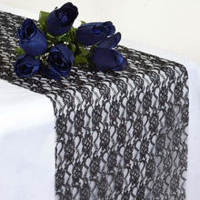 Black Floral 12 Inch x 108 Inch Lace Table Runner