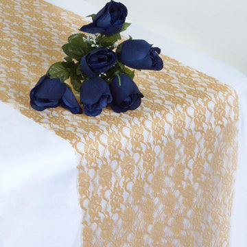 Create a Luxurious Table Setting with the Gold Floral Lace Table Runner