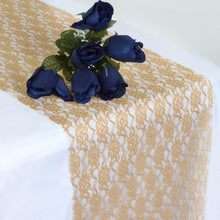 Gold Floral 12 Inch x 108 Inch Lace Table Runner