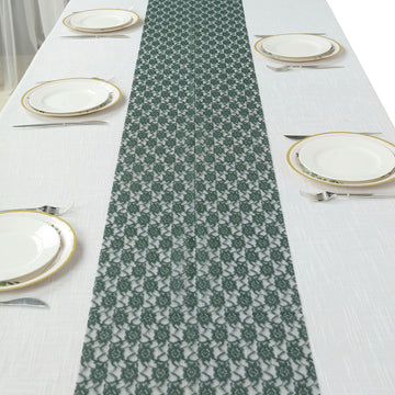 Add Style and Sophistication with the Hunter Emerald Green Floral Lace Table Runner