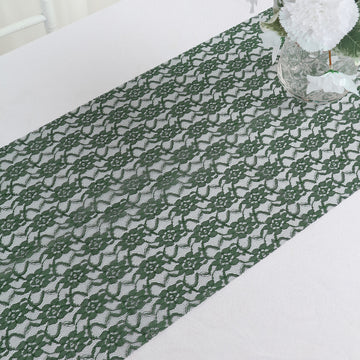 Transform Your Tablescape with the Hunter Emerald Green Floral Lace Table Runner