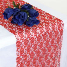 Red Floral 12 Inch x 108 Inch Lace Table Runner