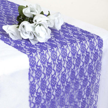 Create a Dreamy Atmosphere with the Royal Blue Floral Lace Table Runner