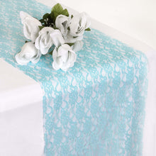 Turquoise Floral 12 Inch x 108 Inch Lace Table Runner