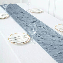 Dusty Blue Taffeta Table Runner With 3D Leaf Petals 12X108 Inch