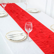 Red Taffeta Table Runner With 3D Leaf Petals 12X108 Inch