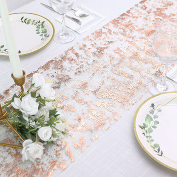 Create a Glamorous Tablescape with our Shiny Rose Gold Foil Glitter Table Runner