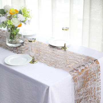 Make a Stunning Statement with the Sparkly Metallic Bronze Table Runner