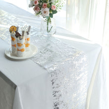25 GSM Sparkly Silver Foil Thin Mesh Polyester Table Runner 108 Inch