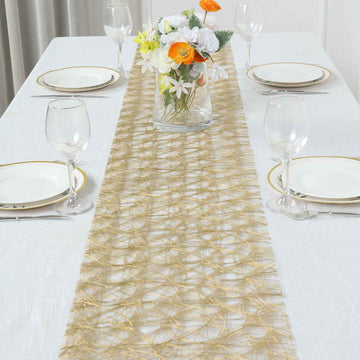 Add a Touch of Glamour to Your Table with the Metallic Gold Non-Woven Fiberweb Polyester Table Runner