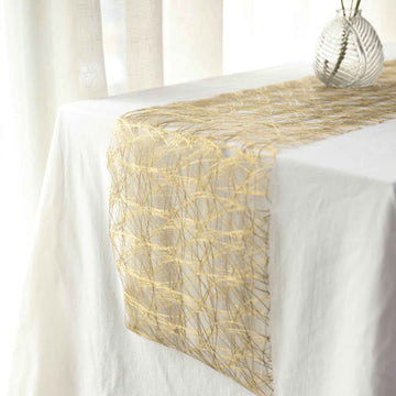 Create an Unforgettable Table Setting with the Metallic Gold Non-Woven Polyester Table Runner