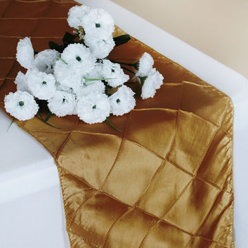 Champagne Taffeta Pintuck Table Runner - Add Elegance to Your Event Decor